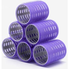 CetKing 1215 Büyük Boy Bigudi 6lı (Cırtlı - Yapışkanlı Bigudi) Mor Çap: 4.5cm