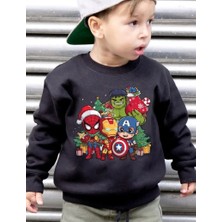 Punix Kids Punıx Kıds Yılbaşı ,noel ,yeni Yıl Süper Kahramanlar Hulk,örümcek Adam,kaptan Amerika Baskılı Erkek Çocuk Sweatshırt