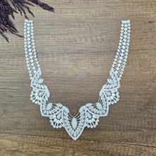 Kaf Kumaş Beyaz Güpür Dantel Yaka 1 Takım | Model 5