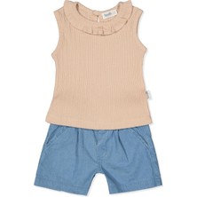 Bebetto Tencel Şort 2li Takım (Tıny Flowers) Bej