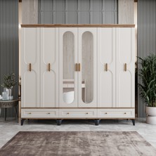 Monzio Loren 6 Kapaklı Çekmeceli Gardırop Tamamı Mdf (Aytaşı)