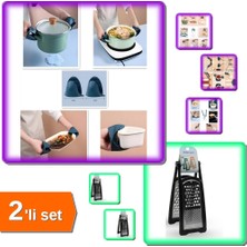 Hereveoyuncak 4 Parça Yanma Önleyici Mutfak Seti + Çift Taraflı Hazneli Rende - 2li Set Y2X7G0