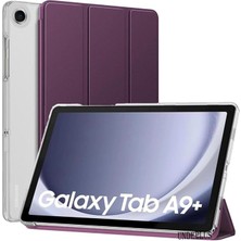 CetKing Galaxy Tab A9 Plus X210 X213 X215 X217 ile Uyumlu Kılıf Pu Deri Smart Standlı Case Mor