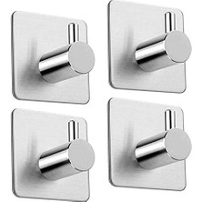 CetKing Paslanmaz Çelik 4 Adet Topuzlu Banyo Askısı Havluluk Havlu Askılık Inox - Kendinden Yapışmalı Sistem