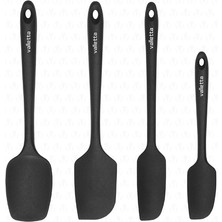 CetKing Osteris Isıya Dayanıklı Yanmaz Yapışmaz Silikon Spatula Seti 4 Parça Siyah