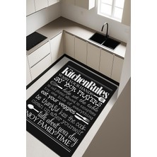 Dolce Mariee Kitchen Rules Desenli Dijital Baskı Kaymaz Taban Mutfak Halısı H0040