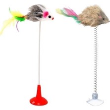 Urfakent Buffer® 2li Vantuzlu Eğlenceli Peluş Kedi Oyuncağı Tüylü Hareketli ve Esneyen Özellikte