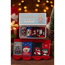 Pico Baby Havlu Çocuk & Bebek Çorabı / 4'lü Kutulu / Premium / Yılbaşı Temalı