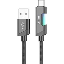 CetKing DLC5021A Usb-A - Type-C Şarj Kablosu, Hızlı Şarj, 3A Yüksek Akım, 1 Metre, Dayanıklı Örgü Kablo, Çok Renkli Işık (Siyah)