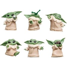 CetKing Bebek Yoda 6 Adet Pasta Figürleri Seti Star Wars Grogu Mini Figürler Pasta Dekorasyonu Çocuklar Için