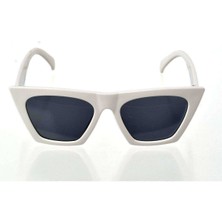 Beyaz Çerçeve Cat Eye Kadın Güneş Gözlüğü - Moda Gözlük