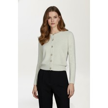 Qoolest Kadın Bisiklet Yaka Gold Mücevher Düğmeli Taşlı Payet Işlemeli Işıltılı Abiye Triko Hırka