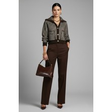 Qoolest Kadın Kontrast Örgü Suni Kürk Bomber Triko Ceket