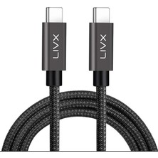 CetKing Solid 100W 5A Type C To Type C 50 cm Hızlı Şarj ve Data Kablosu Halat Örgülü Space Gray