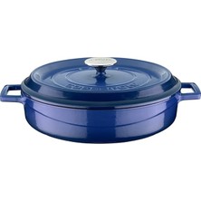 CetKing Trendy Çok Amaçlı 28 cm Döküm Demir Yayvan Tencere Mavi