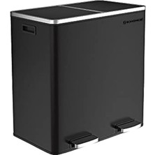 CetKing 2 x 30L Mutfak Çöp Kovası, 2 Bölmeli Atık Ayırma Siyah LTB60BK