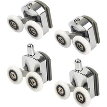 CetKing Kabin Teker Seti,4 Adet Krom Banyo Tekerleği,tüm Duşa Kabinlere Uyumlu Tekerlek Seti Takımı 2 Alt 2 Üst Teker Rulmanı