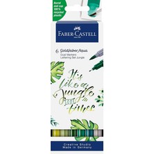 CetKing Goldfaber Aqua Çift Uçlu Markör, Kaligrafi, 6'lı Jungle