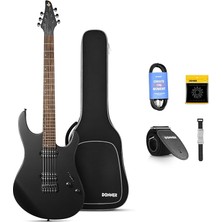 CetKing Katı Gövde Elektro Gitar, DMT-100, 90 cm (39 Inç)Metal Elektro Gitar Kitleri, H-H Manyetikler, Çanta, Teller, Askı, Tel, Rock Müzik Severler Için Teller Sönümleyici (Siyah)