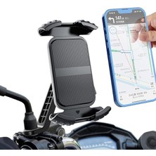 CetKing MT27 Kilit Sistemli Ayna Bağlantılı Motosiklet Telefon Tutucu Yatay ve Dikey Kullanılır (MT27 Ayna Tutucu)