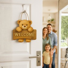 Multi Trendy Ahşap Mdf Sevimli Ayıcık Karşılama Kapı Süsü – Bebek Çocuk Odası Duvar Süsü Welcome Yazılı Dekor
