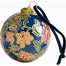 Crate & Barrel Blue Floral Cloisonn Christmas Tree Ornament El Boyama Metal Süs