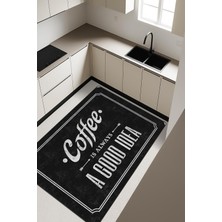 Dolce Mariee Coffee Desenli Dijital Baskı Kaymaz Taban Mutfak Halısı H0036