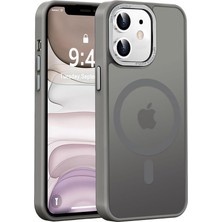CetKing iPhone 11 Uyumlu Kamera Korumalı Magsafe Wireless Şarj Özellikli Arkası Mat Metal Tuş Takımlı Ultra Güçlü Korumalı Silikon Kılıf (Gri, iPhone 11)