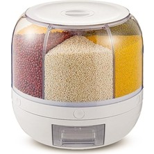 CetKing Bakliyat Organizeri, Bakliyat Saklama Kabı, 6 kg Kapasiteli Styles Gıda ve Bakliyat Saklama Kabı 6 Gözlü (6kg)