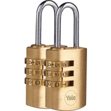 CetKing Y150B/22/120/2-22MM Şifreli Pirinç Asma Kilit 2'li Set - Standart Koruma - Çelik Halka - 3 Haneli Şifre