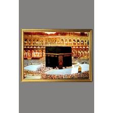 Dolce Mariee Kâbe-I Şerif Desenli Dijital Baskılı Kadife Kumaş Çerçeveli Tablo TBL0027