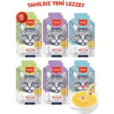 Wanpy 50GR x 12 Adet Karışık Aromalı Tahılsız Kedi Çorbası Tüm Tiplere Uygun Sıvı Ödül