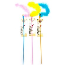 Catlife Zilli Tüylü Kedi Oltası Oyuncağı Karışık Renk 70 cm