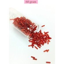 Uzun Boru Kesme Boncuk Çap 2mm Uzunluk 10 mm - 60 Gram - Şeffaf Kırmızı - BNC299