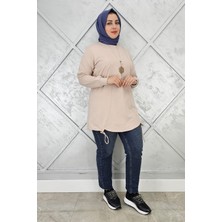 Pys Giyim Kadın Taş ve Kolye  Detaylı Tesettür Tunik