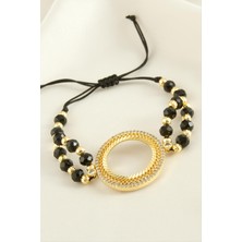 Çeyrek Altın Koyulabilir Kristal Taşlı Bileklik