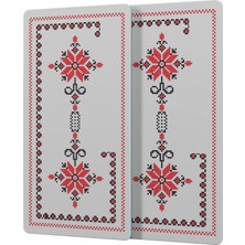 Decovetro Cam Kahve Sofra Sunum Tablası 2'li Set Kanaviçe Desenli 30 x 15 cm