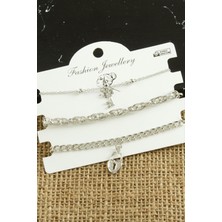 Miray Life 3 Adet Kalp Anahtar Trend Zincir Bileklik