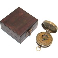 Livenda Ahşap Kutulu Pirinç Pusula LIV1801