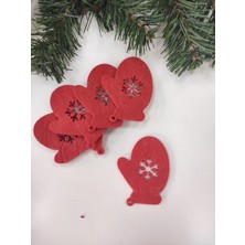 Empressco 10 Adet Kırmızı Keçe Eldivenli Yılbaşı Ağacı Süsü Dekorasyonu