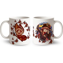 Define Moyas Genshin Impact Hu Tao Porselen Kupa Bardak – Anime Çift Taraflı Baskı – Parlak Yüzey