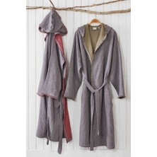 Ecocotton Muna Erkek Bornoz %100 Organik Pamuk Inject Bordo-Antrasit