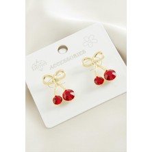 Miray Life Kiraz Taşlı Metal Küpe