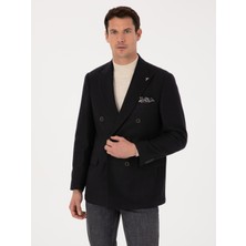 Cacharel Erkek Siyah Slim Fit Yün Karışımlı Kruvaze Ceket 50310755-VR046