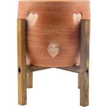 CetKing Tasarımı Ev Dekorasyon Aksesuar Kalp Desenli Toprak Saksı Saksılık Salon Çiçeklik 4 Ayaklı - 19 cm