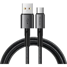 CetKing CA-3590 100W 6A Type-C Hızlı Şarj ve Veri Aktarim Kablosu 1.2m, Siyah