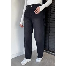 Gülseli Kadın Kemer Tokalı Yüksek Bel Jean Kot Pantolon P-00019444