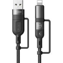 CetKing CA-8070 60W 3A 4IN1HIZLI Şarj Kablosu 1.2m-Siyah