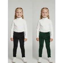 İnan Kids 2li Kız Çocuk Fitilli Kadife Tayt - Rahat Kışlık Esnek Leggings