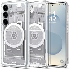 CetKing Galaxy S25 Ince Kılıf Ultra Hybrid Sararma Karşıtı Duraclear™ Hava Kanalı Teknolojisi™ Askeri Sınıf Koruma Magfit Özellikli Zero One White Tasarım Kapak - ACS09004
